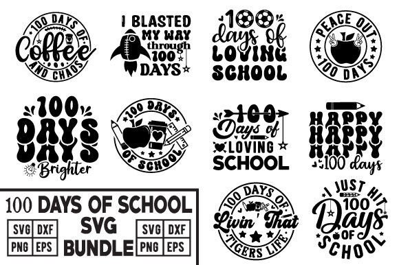100 Days of School SVG Bundle for Crafts and Graphics