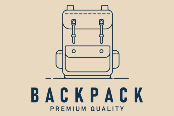 Backpack Line Art Logo Design Vector: Graphics & Logos for Local Brands