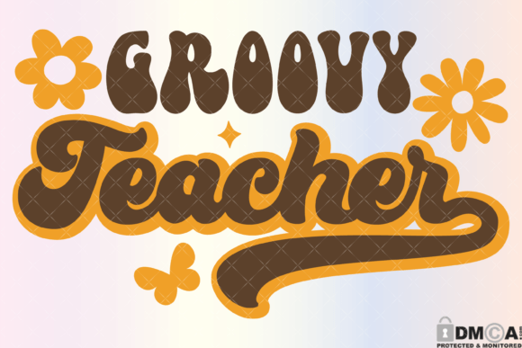 Groovy Teacher Svg Graphics for Print Templates
