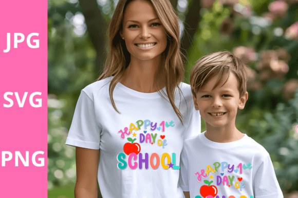 Happy First Day Back to School Graphics & T-Shirt Designs