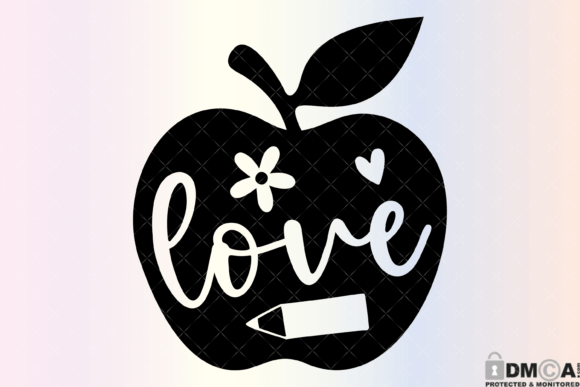 Love Apple Svg Graphics for Print Templates