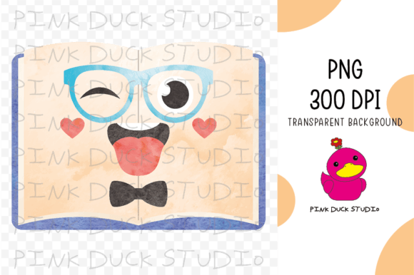 Watercolor Book Face Back to School Cute Graphics